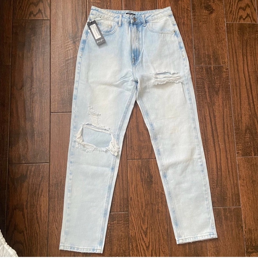 Nasty Gal Light Blue Distressed Jeans